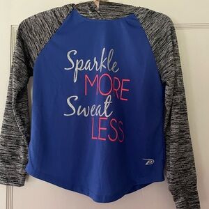 Pro player hoodie, kids 7/8 blue with gray sleeves